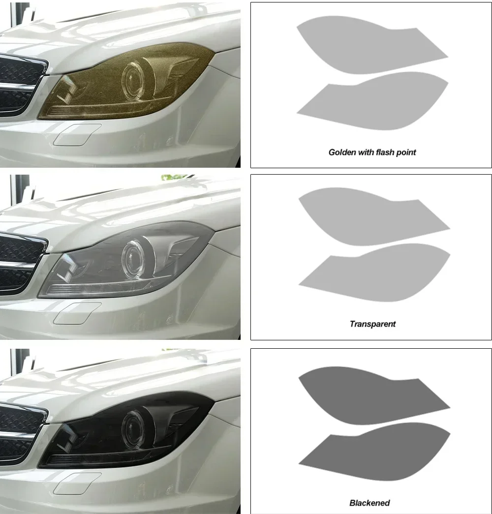 

2 Pcs Car Headlight Protective Film Transparent Black TPU Sticker For Mercedes Benz C Class W204 C63 AMG 2011-2014 Accessories