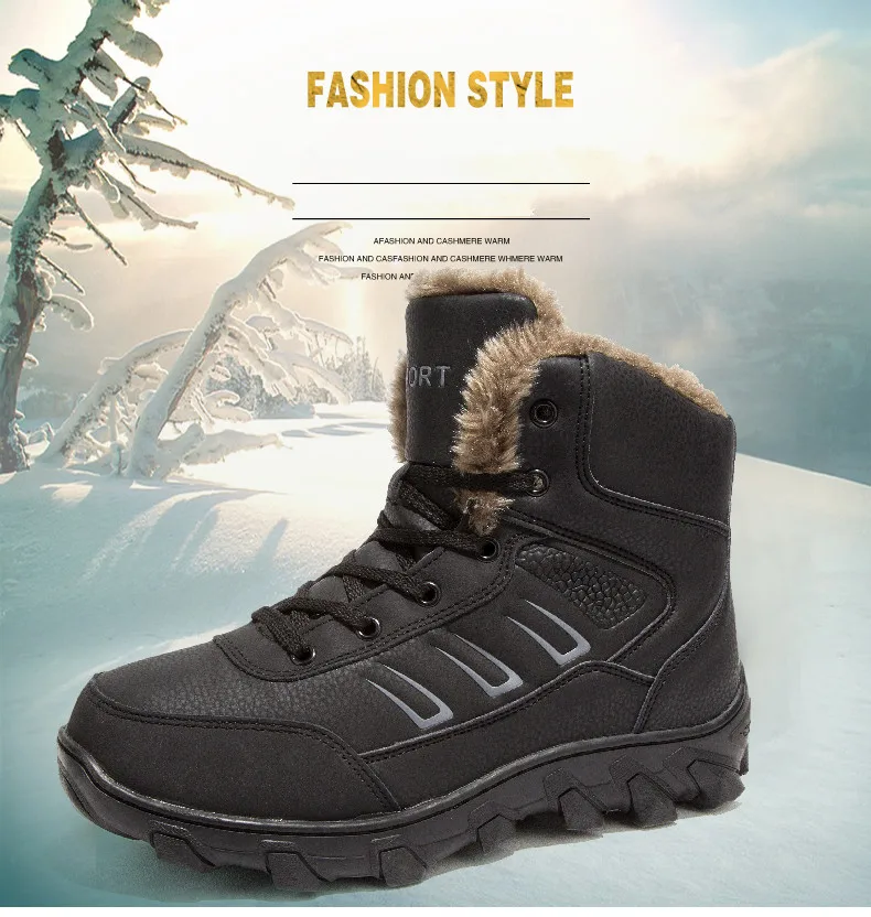 2023 New Men Boots Winter Outdoor Sneakers Mens Snow Boots Keep Warm Plush Boots Plush Ankle Snow Work Casual Shoes