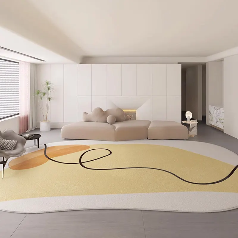 Tapis minimalistes pour salon, tapis de luxe léger pour chambre à coucher, tapis de chevet en peluche de forme irrégulière, tapis épais et doux pour la maison 1