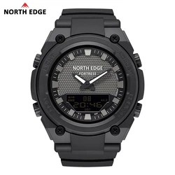 NORTH EDGE FORTRESS Men's Outdoor Sports Waterproof Digital Watch with World Time and Countdown Timer (Black)