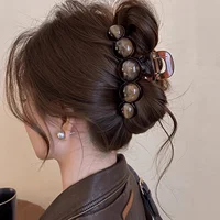 1pc Fashion Pearl Large Simple Elegant Acrylic Hair Claw Hairpin, Suitable For Party, Commute, Outfit Matching, Hair Accessories 2