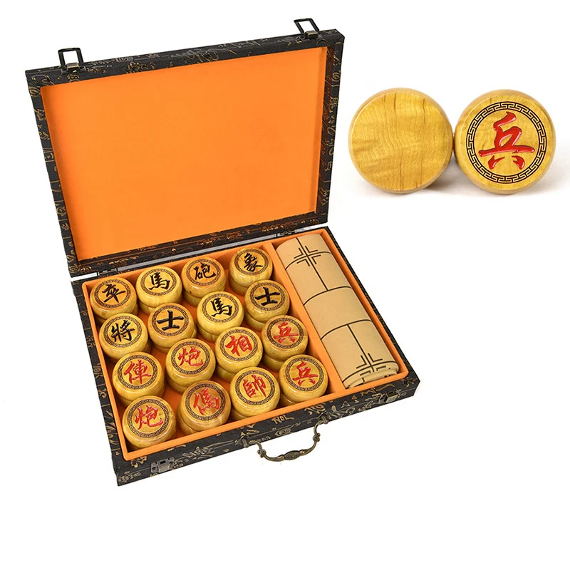 Parks Unique Chinese Chess Wooden  Leather Folding High Quality Chinese Chess Carved Tablero Ajedrez Games To Play In Family