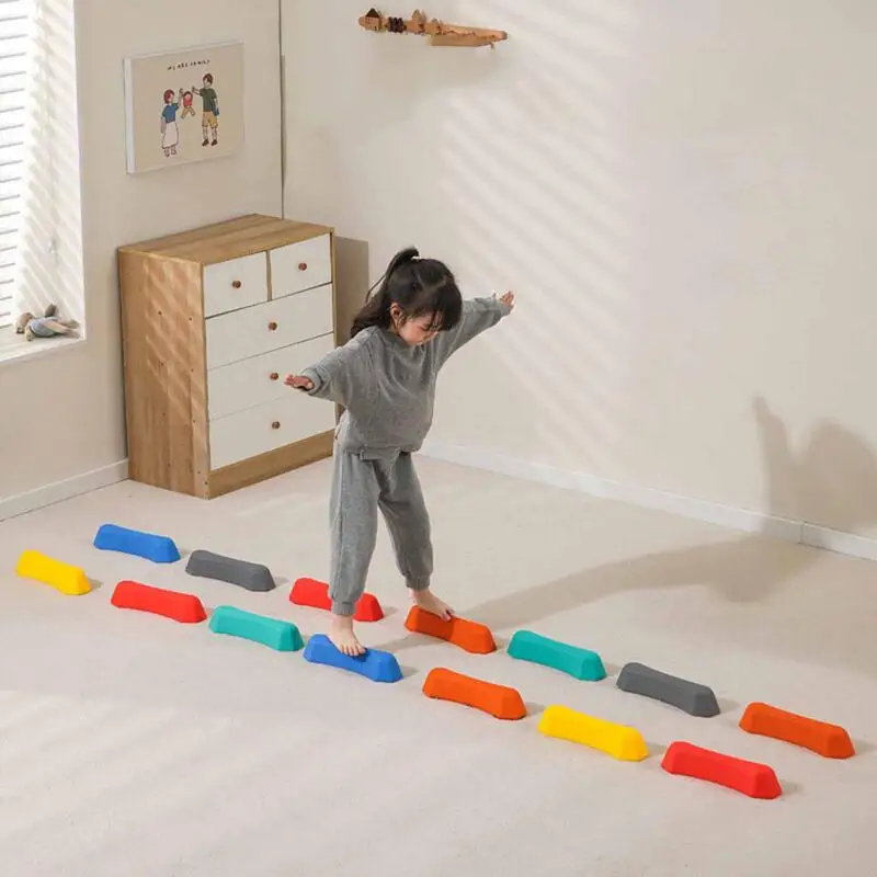 Kids Stepping Stones Balance 6PCS Non-slip Rainbow Kids Balance Stepping Stones Portable Obstacle Course Indoor Outdoor Step