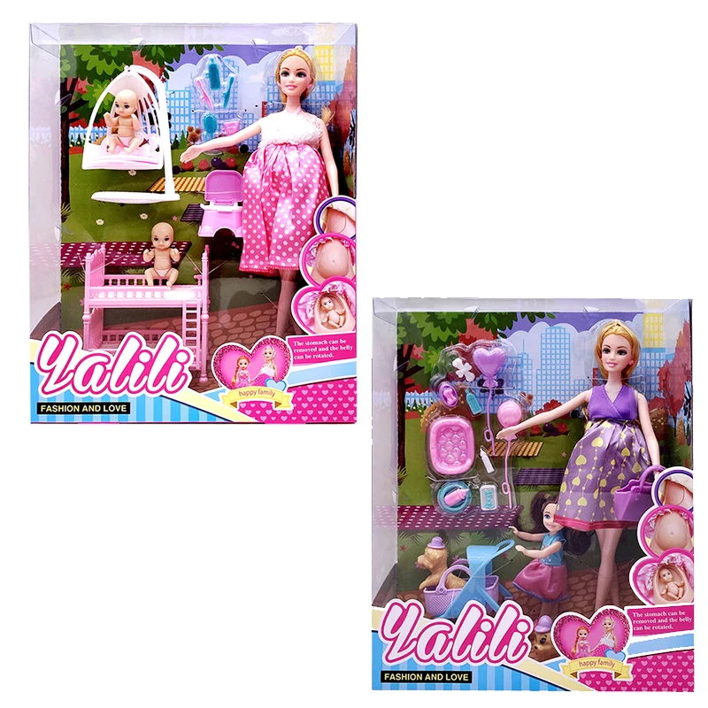 Ok Google Baby Doll Kawaii 30cm Pregnant Doll Stroller+bed+