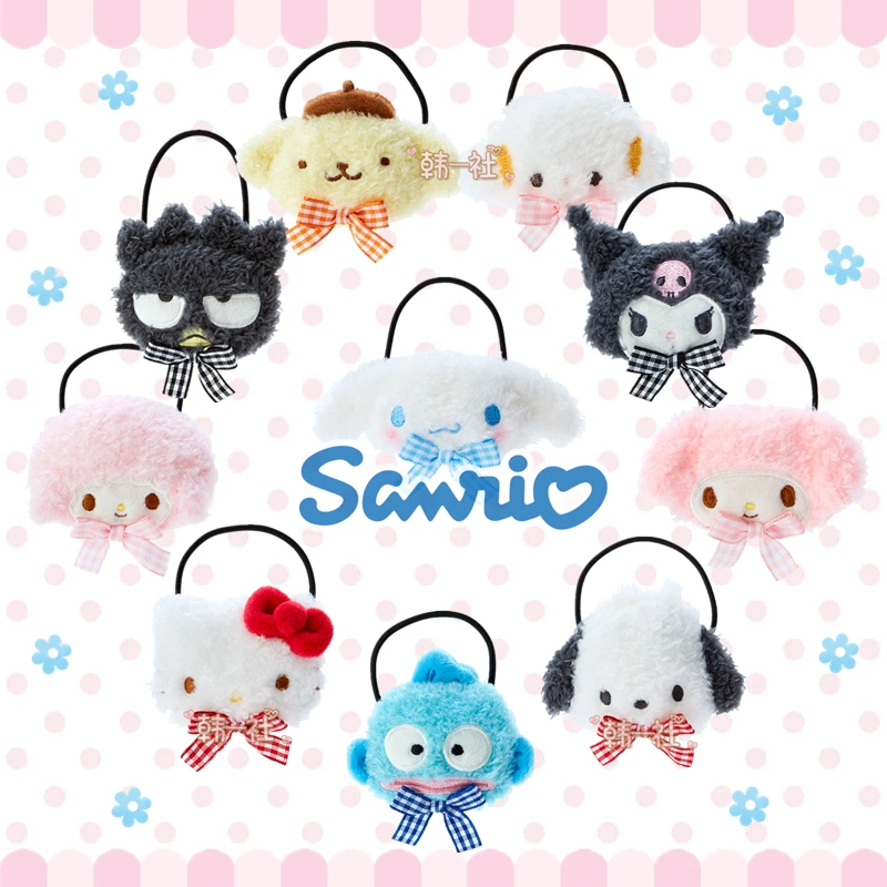 

Детские аксессуары для волос Kawaii Kuromi Cinnamoroll Hello Kitty аниме Sanrio подлинное женское сердце милая плюшевая кукла заколка для волос