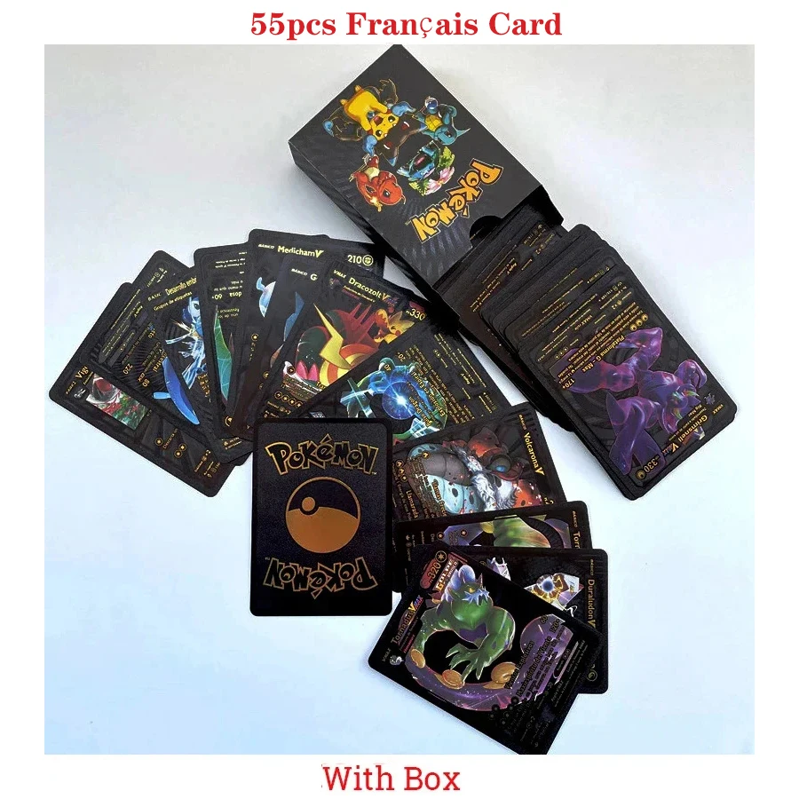 thumbnail image 1 of 55 Pcs Cards German French English Spanish Vmax GX Color Energy Card Pikachu Rare Collection Battle Trainer Boys Gifts, 1 of 5