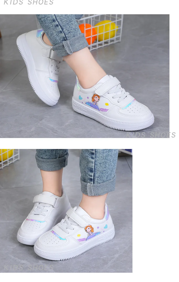 Scarpe da tennis per bambini principessa dei cartoni animati, scarpe da corsa per bambini, scarpe sportive traspiranti, ganci, rosa e bianco, ragazzi e ragazze_voghion.com
