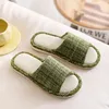 2024 New Women's Fashion Home Linen Couple Slippers Breathable Home Shoes Moisture Absorbing Anti slip Cotton Linen Slippers 3