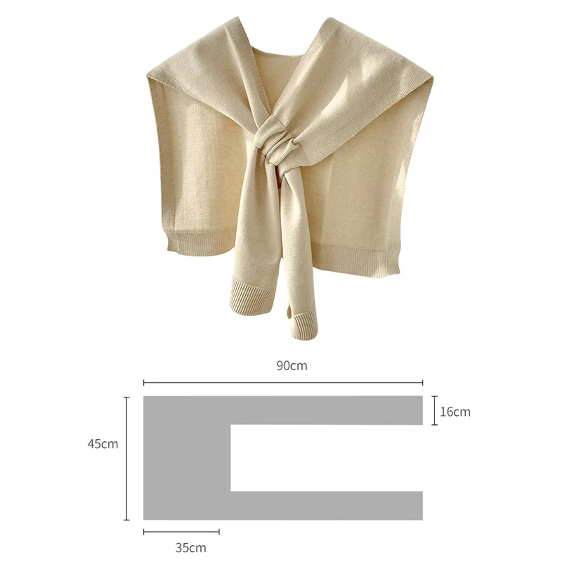 Korean Neck Guard Scarve Woman Knitted Warm Shawl Winter Wool Blouse Shoulders Fake Collar Cape Knotted Scarf