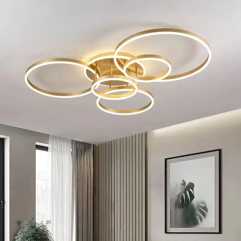 LED Ceiling Light for Living Room Bedroom Ceiling Lamp 90-260V Home Decor Lighting Modern Circle Rings White/Black/Gold