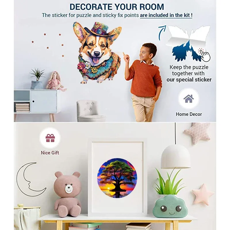 Cat A3 A4 A5 Wooden Puzzle for Adults Children Toys Wood DIY Crafts Round Shaped Holiday Gift Building Blocks Home Decorate 4