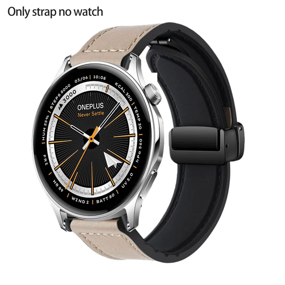 Deluxe 22mm Silicone-Leather Magnetic Strap with Oil Finish Bracelet