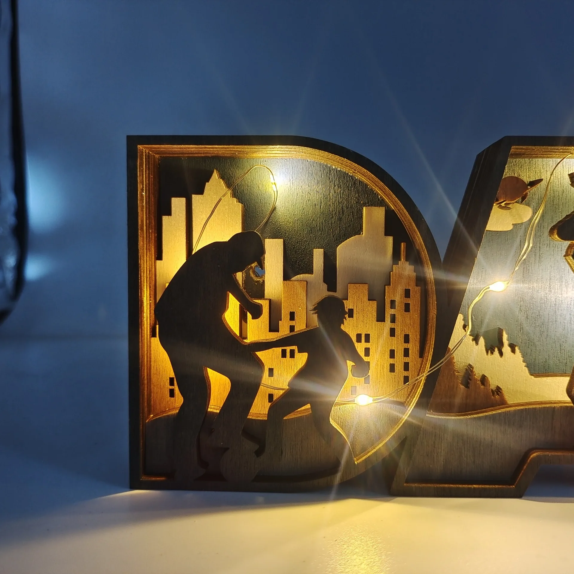Mother's Day Gifts Wooden Crafts Sculpture Wood Letter MOM DAD Table Ornaments Creative Family Home Diy Decoration Father Favors