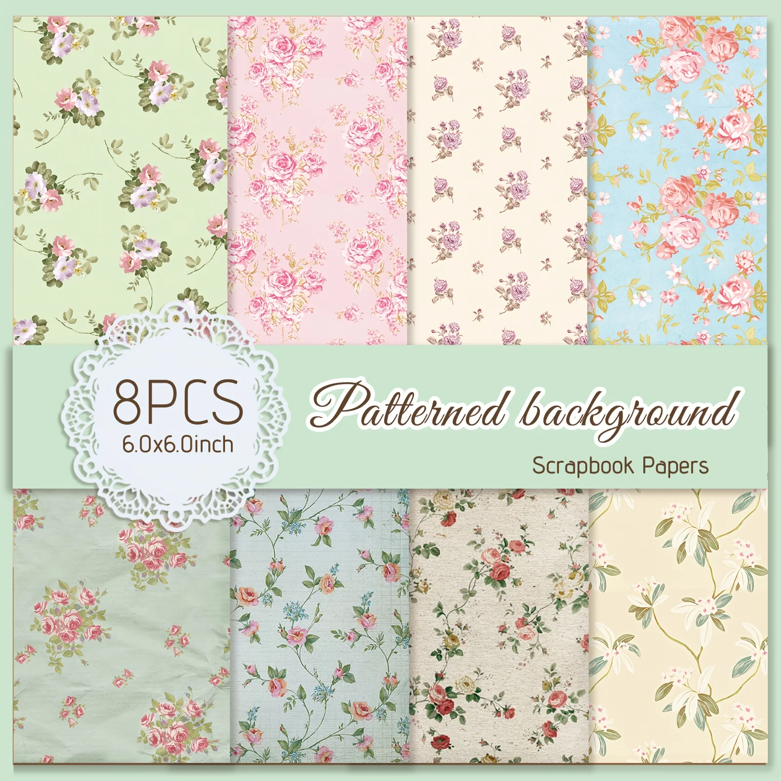 Flower Background Scrapbook Paper Pad Art Craft Pattern Paper For Scrapbooking Card Making & DIY Project Junk Journal 8 Sheets scrapbook paper,craft paper