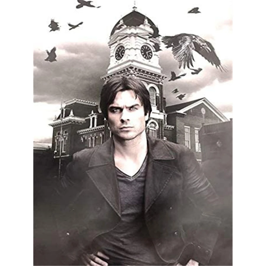 The Vampire Diaries Diy 5D Pittura Completa Mosaico Ricamo Kit Completo Decorazioni Per La Casa Regalo Di Natale Artigianato Arte