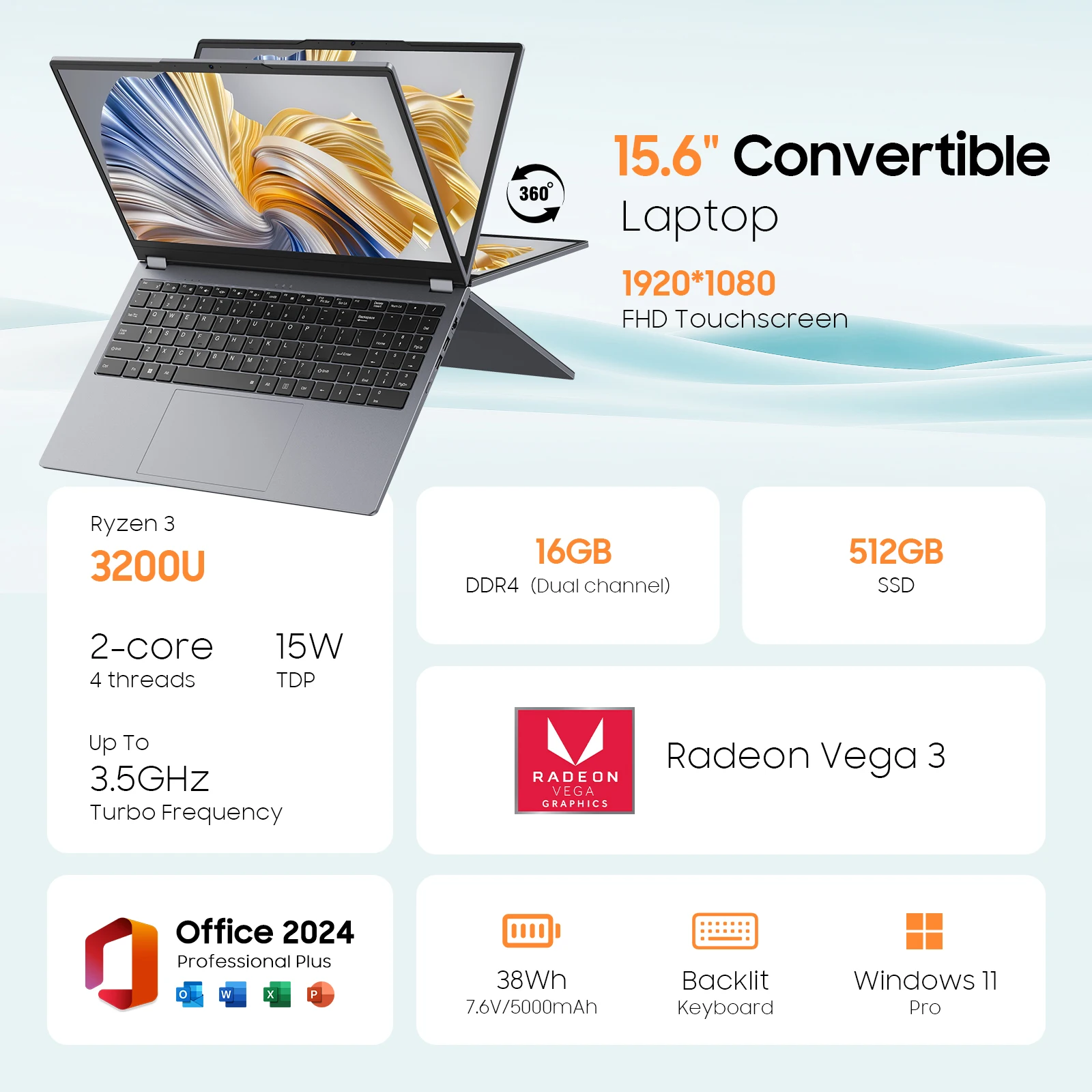 2 in 1 Laptop Computer,15.6 2