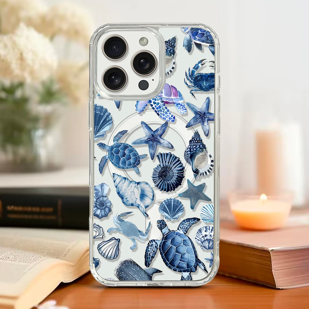 Marine Shell Collage Magnetic Transparent Phone Case