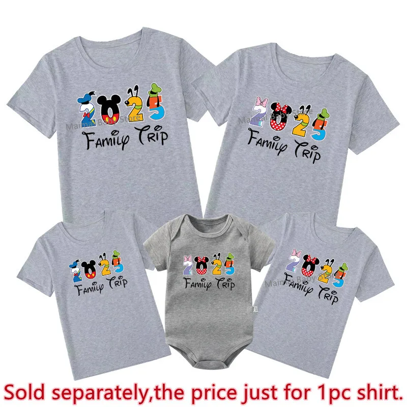 2025 Family Trip Shirts Funny Mickey Minnie Family Matching Outfits Look First Disneyland Trip Dad Mom Kids Tshirt Baby Clothes 5