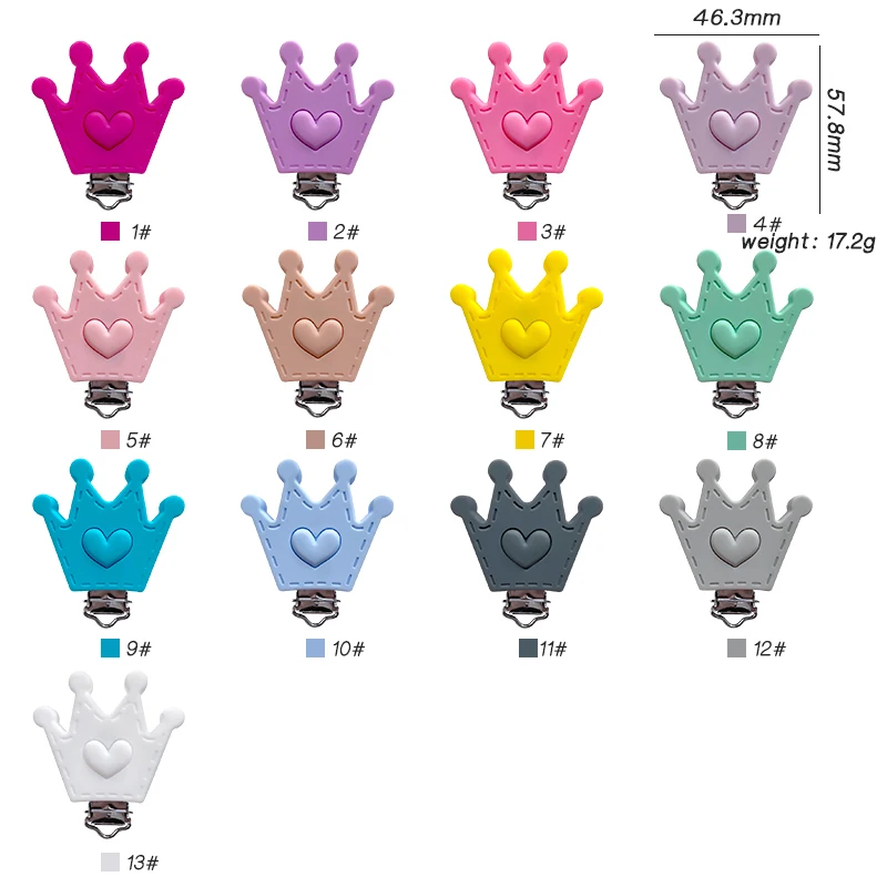 Pacifier Clip 3Pcs Silicone Crown Pacifier Clips Food Grade Silicone DIY Baby Teether Necklace Bead Soother Chew Toy Dummy Clips