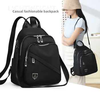 Zaino casual da donna Zaino nero di grande capacità Nuova borsa a tracolla alla moda per ragazze e donne