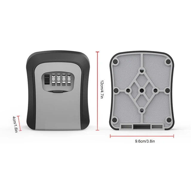 Wall Mount Key Lock Box 4 Digit Password Code Security Lock No Key for Home Office Key Safe Secret Storage Box Home Organizer 6