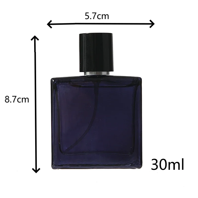 Refillable Portable Black Glass Perfume Spray Atomizer - 30/50/100ml
