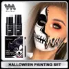 Halloween Black White Face Painting Kit Lasting Waterproof Color Smooth Draw Quick Dry DIY Body Art Painting Pigment Makeup Set 1