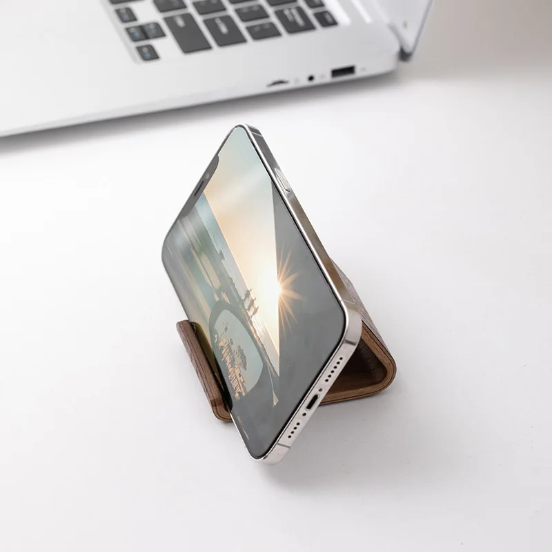 Multifunctional Solid Wood Phone Holder and Business Card Display Rack
