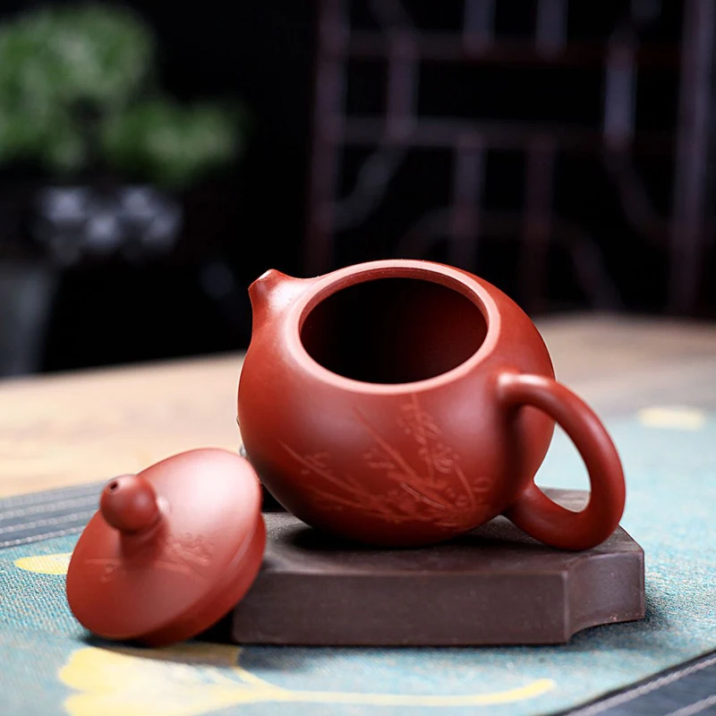 Chinese Style Dark Fragrance Xishi Teapot, Purple Clay Raw ore Dahongpao, Kung Fu Household, Pure Handmade, 230ML, Tea Pots, 1Pc