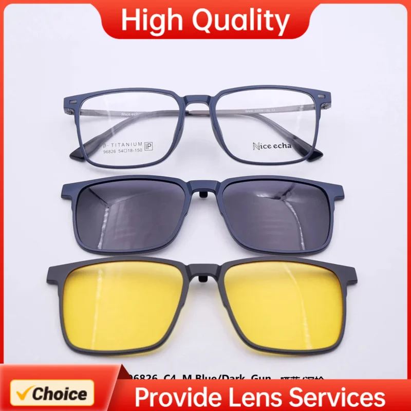 High Quality Fashion Night Vision Goggles Multi-function Magnetic Clip On Sunglasses Polarized Men Women Eye Glasses Frame 96826