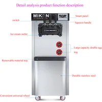 Electric Soft Ice Cream Machine Commercial Kitchen Appliances Three Flavors Big Output 220V 110V 2