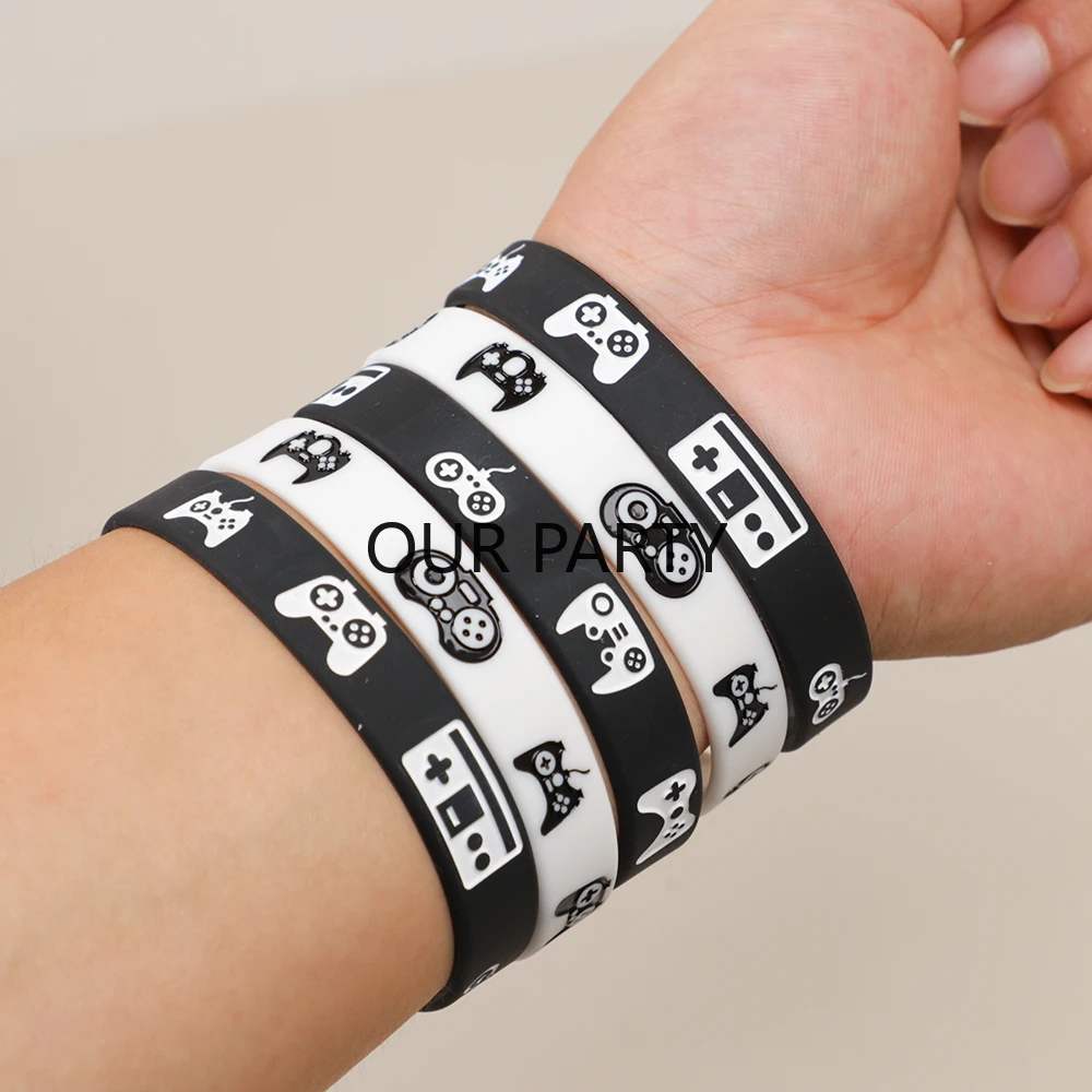 8 Stück Videospiel auf Thema Silikonarmband GamePad Armband für Jungen Mädchen Geburtstag Partybevorzugungen Game Night Party Dekoration