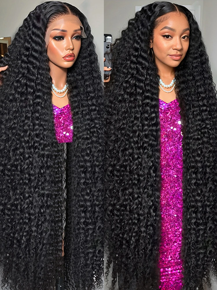100% Brazilian Human Hair Wigs 13x6 HD Lace Frontal Curly Deep Wave 360 Full Lace Pre Plucked