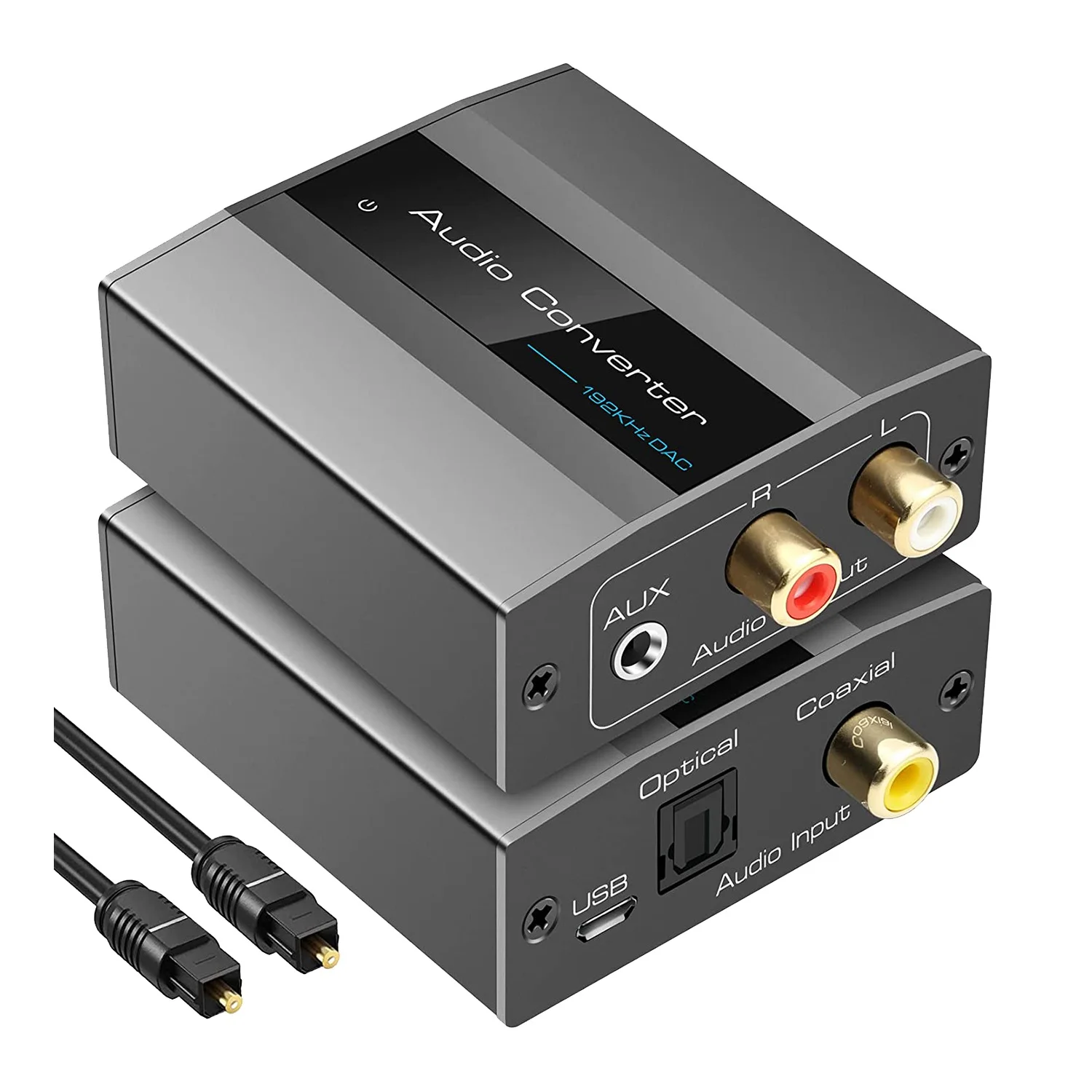 Optical to RCA Converter Audio Converter Digital to Analog Audio Coaxial RCA Adapter 3.5mm AUX with Optical Cable