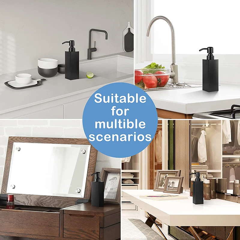 4Pcs/Set Plastic 500ml Empty Square Bottle Hand Wash Soap Dispenser Liquid Shampoo Pump Container Shower soap dispenser shampoo dispenser soap dispenser bottle