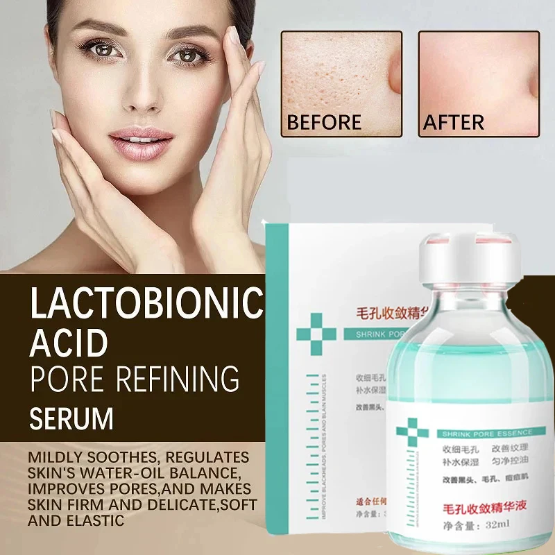 Lactobionic Acid Pore Shrink Face Serum Hyaluronic Acid Moisturizing Nourish Smooth Pores Repair Essence Firm Korean Cosmetics 3