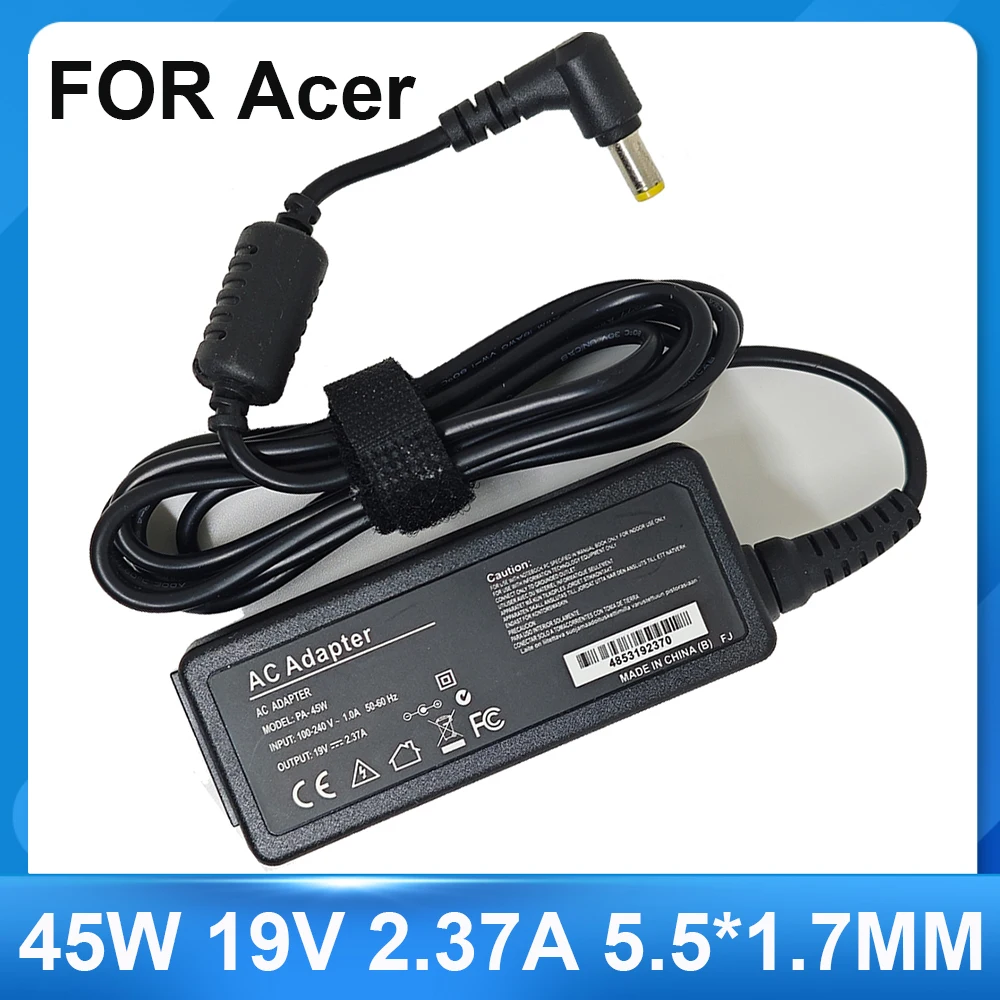 Laptop Charger 45W 19V 2.37A 5.5*1.7MM Laptop Adapter Charger For Acer Aspire 3 A314-31 A515-51-3509 E5-573-516D Notebook Power