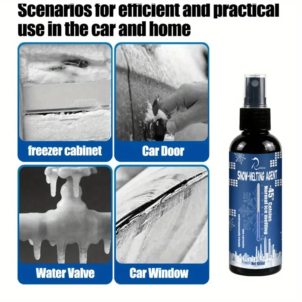 100ml Car Deicer Defroster for Windshield De-icer Spray Snow Melting Agent Winter Glass Window Cleaner Handles Defrosting Tools