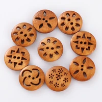 50Pcs/lot Hollow Wooden Buttons 20mm Light Brown Handmade Accessories DIY for Arts  Crafts 1