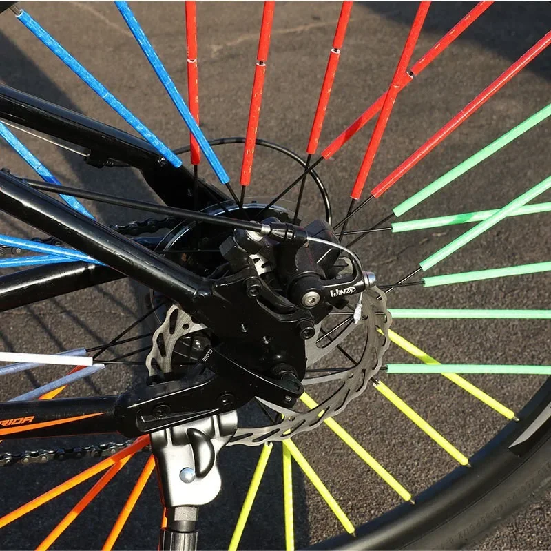 12PCS/Bag Bicycle Wheel Stickers Reflective Tube Strip Warning Light DIY 7.5cm MTB Cycling Reflector Reflective Safety Kit