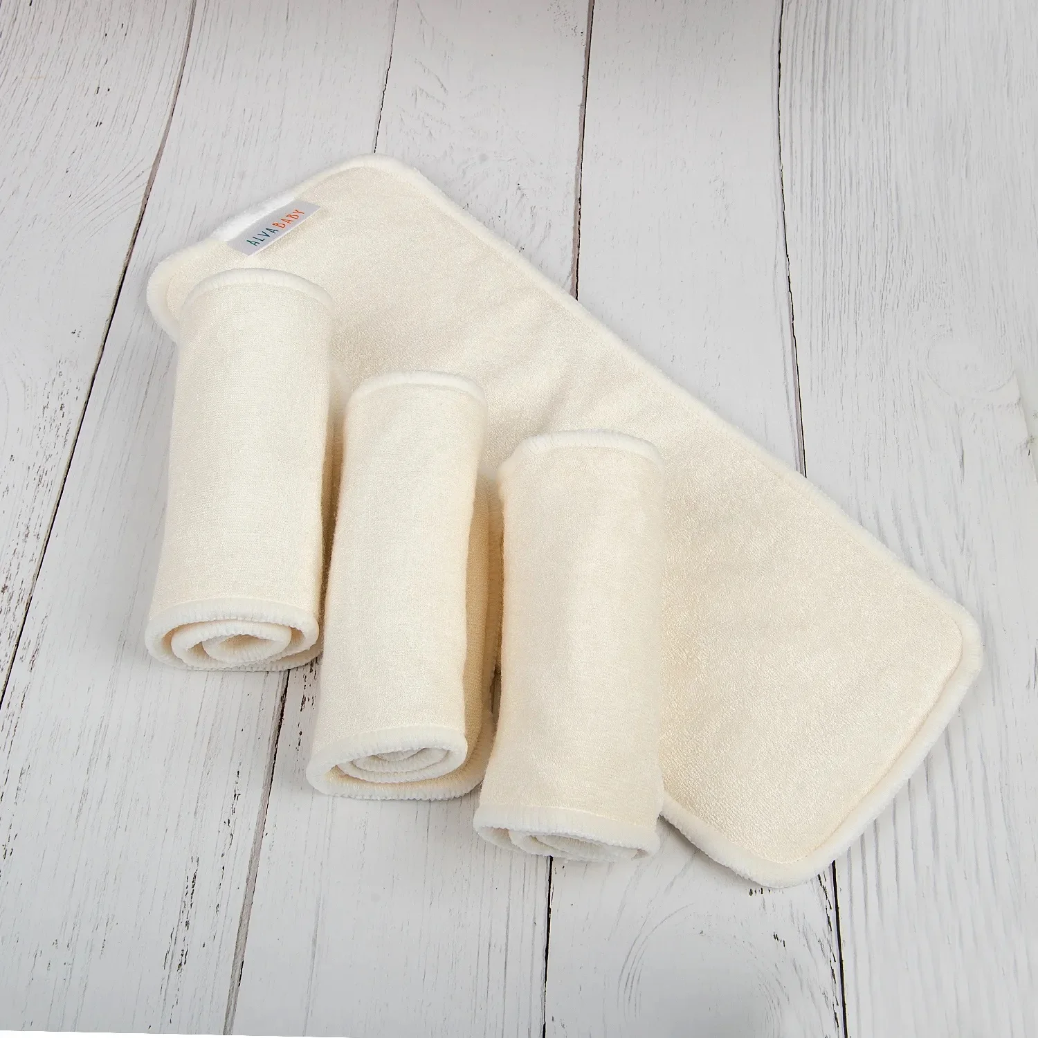 Lot de 10 inserts lavables pour couches bambou 4 couches ALVABABY