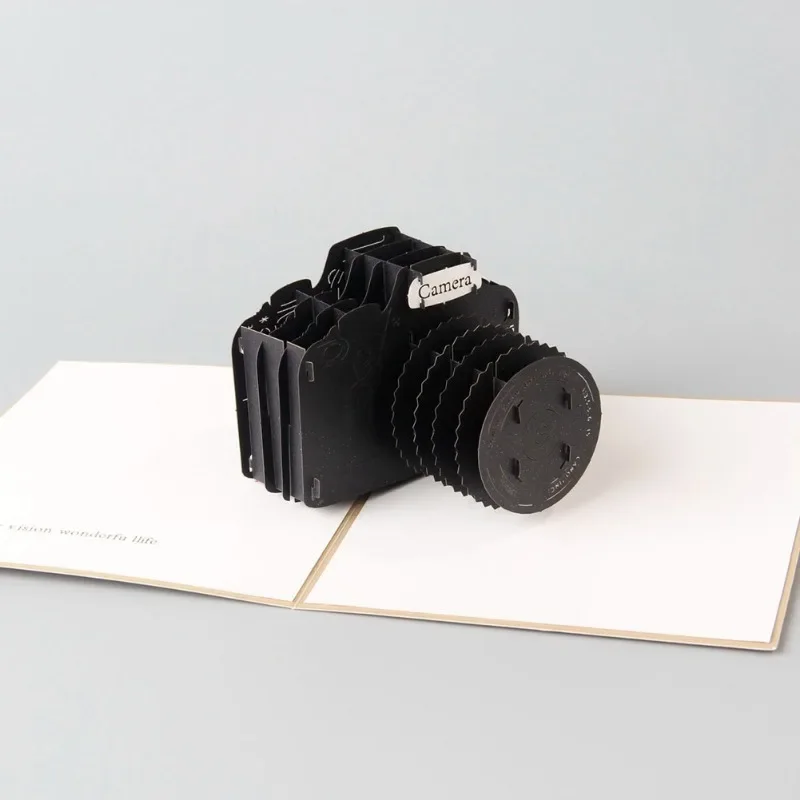 1 pop-up happy birthday greeting card 3D Paper Cuttings camera creative art retro fresh graduation gift including envelope