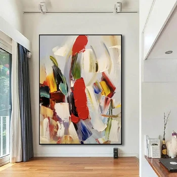 Colorato strutturato arte della parete astratta pittura fatta a mano su tela grande decorazione della parete decorazione della stanza per soggiorno camera da letto immagine