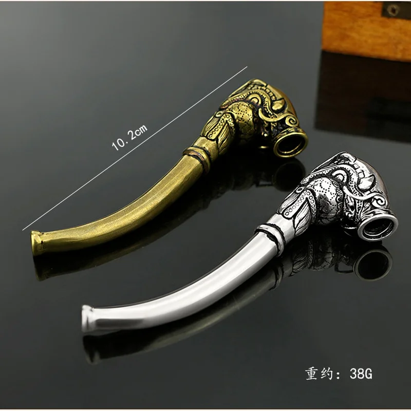 Antique Brass Smoking Pipe Bent Tobacco Tube Handmade Vintage Copper Cigarette Container Filter Home Desk Decorations Ornaments tobacco pipe tobacco smoking accessories herb smoking pipe smoking pipe tobacco grinder