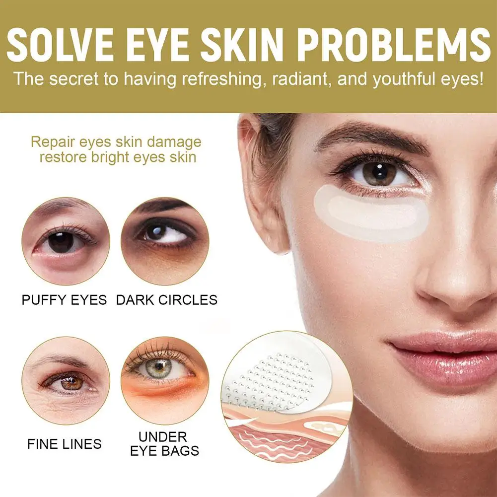 Hyaluronic Acid Microneedle Eye Patches Mask For Anti Wrinkle Aging Dark Circles Moisturizing Under Eye Gel Pads Skin Care