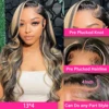 1B/27 Body Wave 13x4 Lace Frontal Highlight Wig Human Hair Brazilian 200 Density 30 Inch Ombre Blonde Colored Human Hair Wigs 2