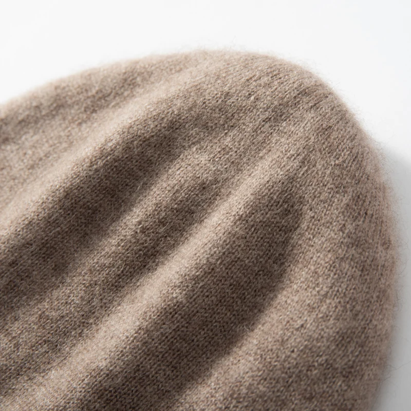 MERRILAMB Beanie-Mütze aus 100 % Kaschmir für Damen und Herren, Winter, hochwertig, für den Außenbereich, dick, warm, 2-lagig, gestrickt, lässig, solide Mützen – Detail 9