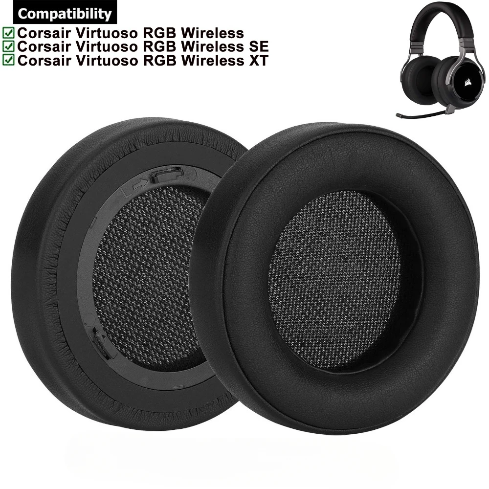 

Replacement Protein Leather Earpads Ear Pads Cushion Cover for Corsair Virtuoso RGB Wireless SE XT Gaming Headsets Headphones