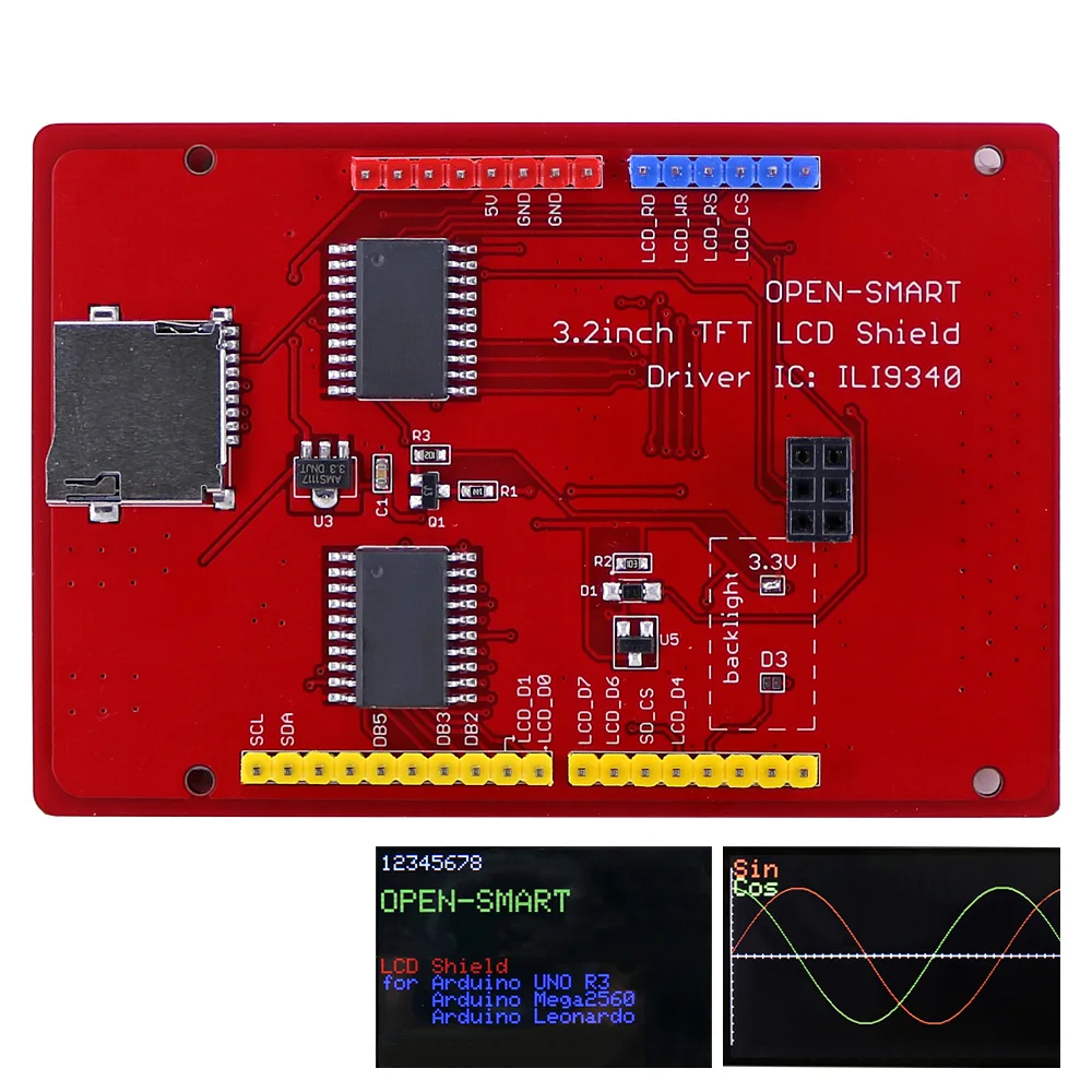 3.2 ġ 320x240 TFT LCD ÷  ILI9340 ̹, MicroSD ī  , ġ ũ , Arduino Mega2560