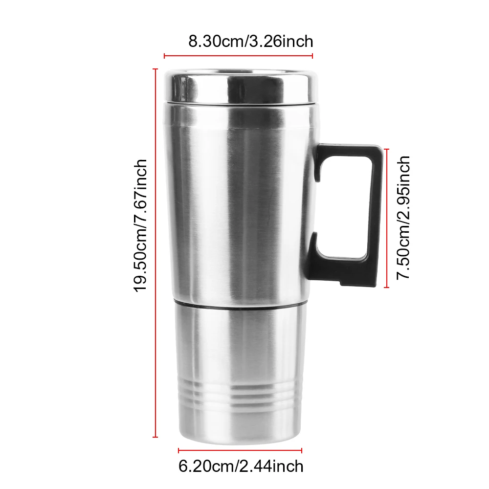 차량용 히팅컵 12V/24V 300ml 스테인리스 스틸 캠핑 여행용 전기 주전자